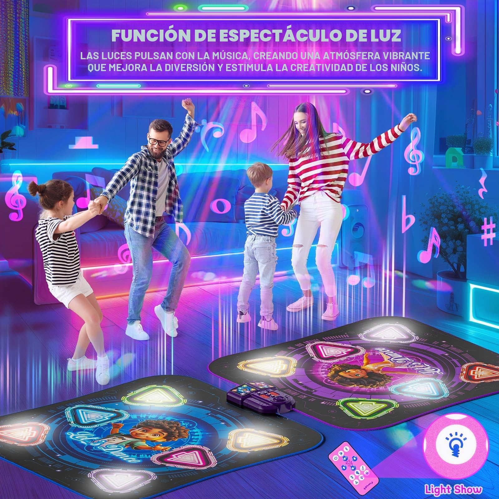 2-Jugadores Alfombra de Baile, 12 Botones Luminosos Alfombra de Baile con Bluetooth, Juguete Alfombra Música Niña 5 6 7 8 9 10 Años, Juegos Regalo Cumpleaños Navidad para Niñas Niños 6-7 9-10 Años