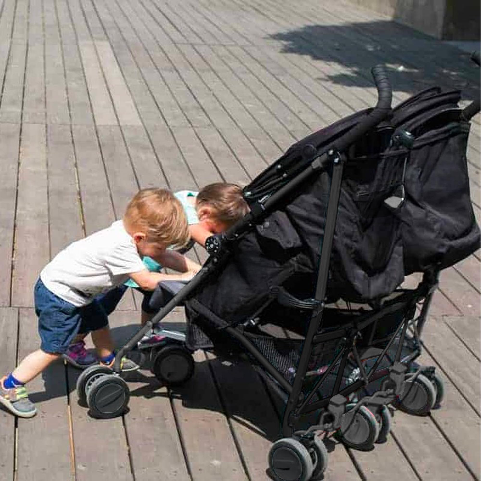 Miles Kinderwagen Buggy 2 in 1 - klein zusammenklappbar - 6 Monaten bis 4 Jahre - Baby Wagen belastbar bis 44kg - Kinderbuggy klappbar - kompact & faltbar - Schwarz