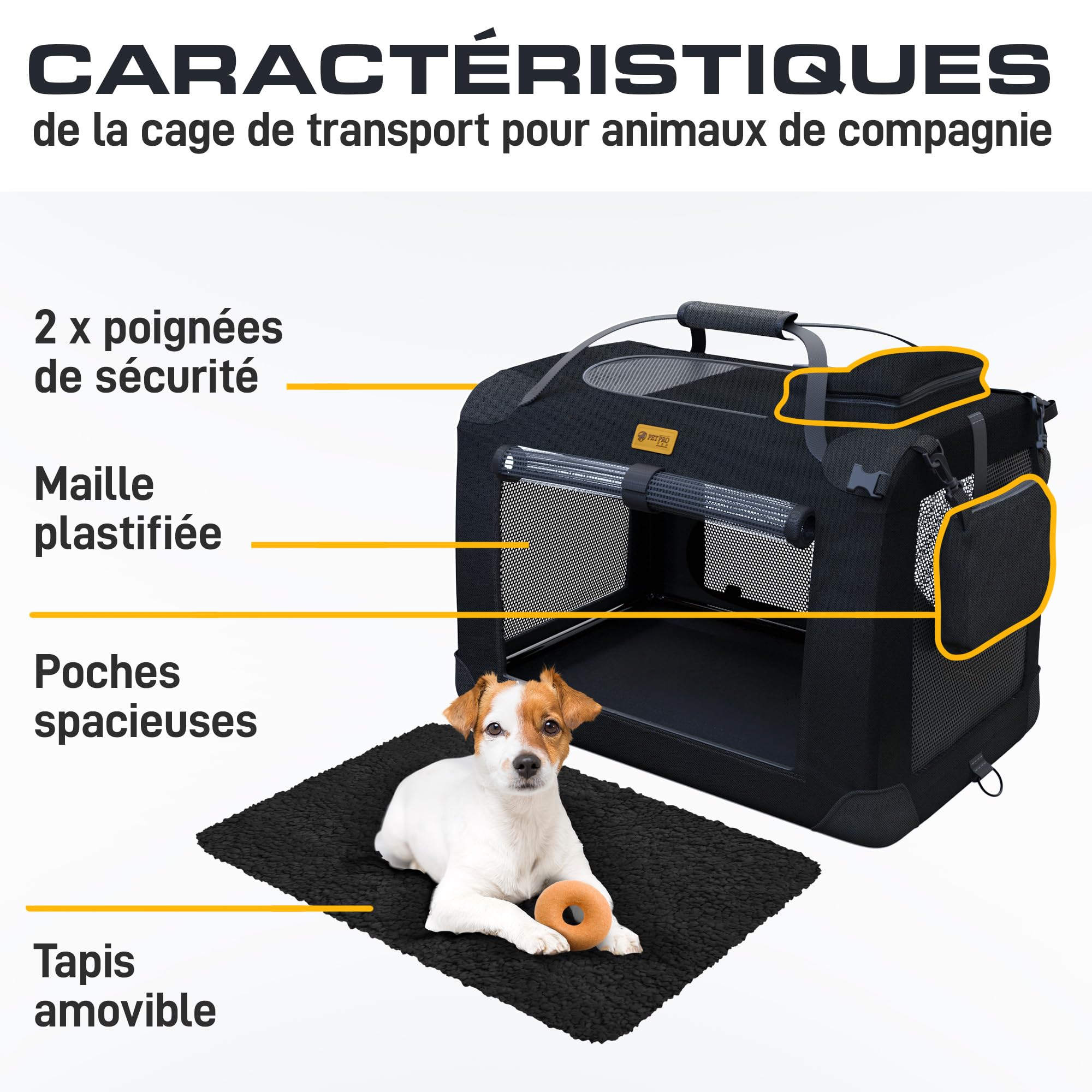 PETPROVED Caisse de voyage pour chien - Cage de transport pour chiens de grande taille - Caisse pliable pour voitures