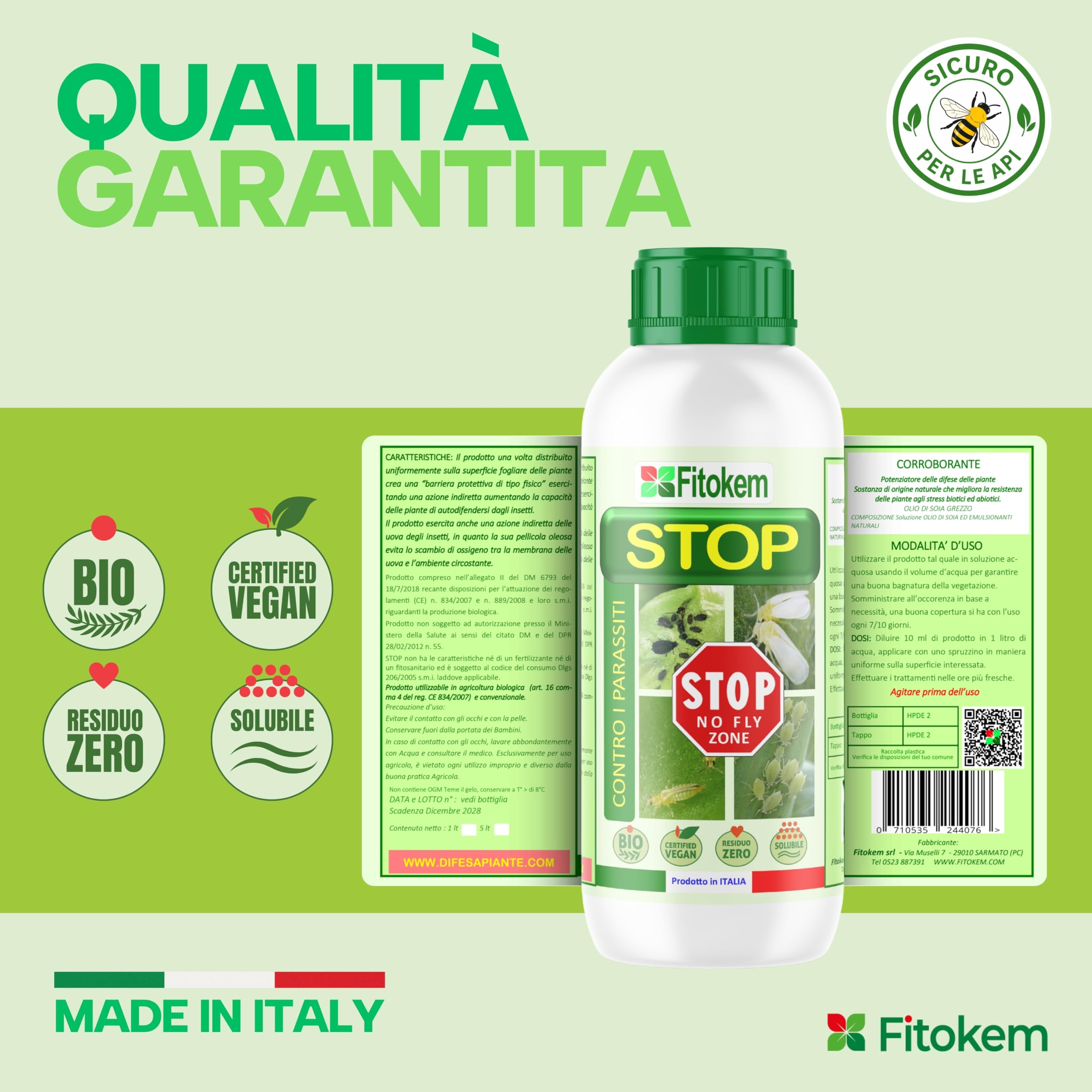 FITOKEM - STOP 1 LT -Corroborante BIO contro insetti e parassiti