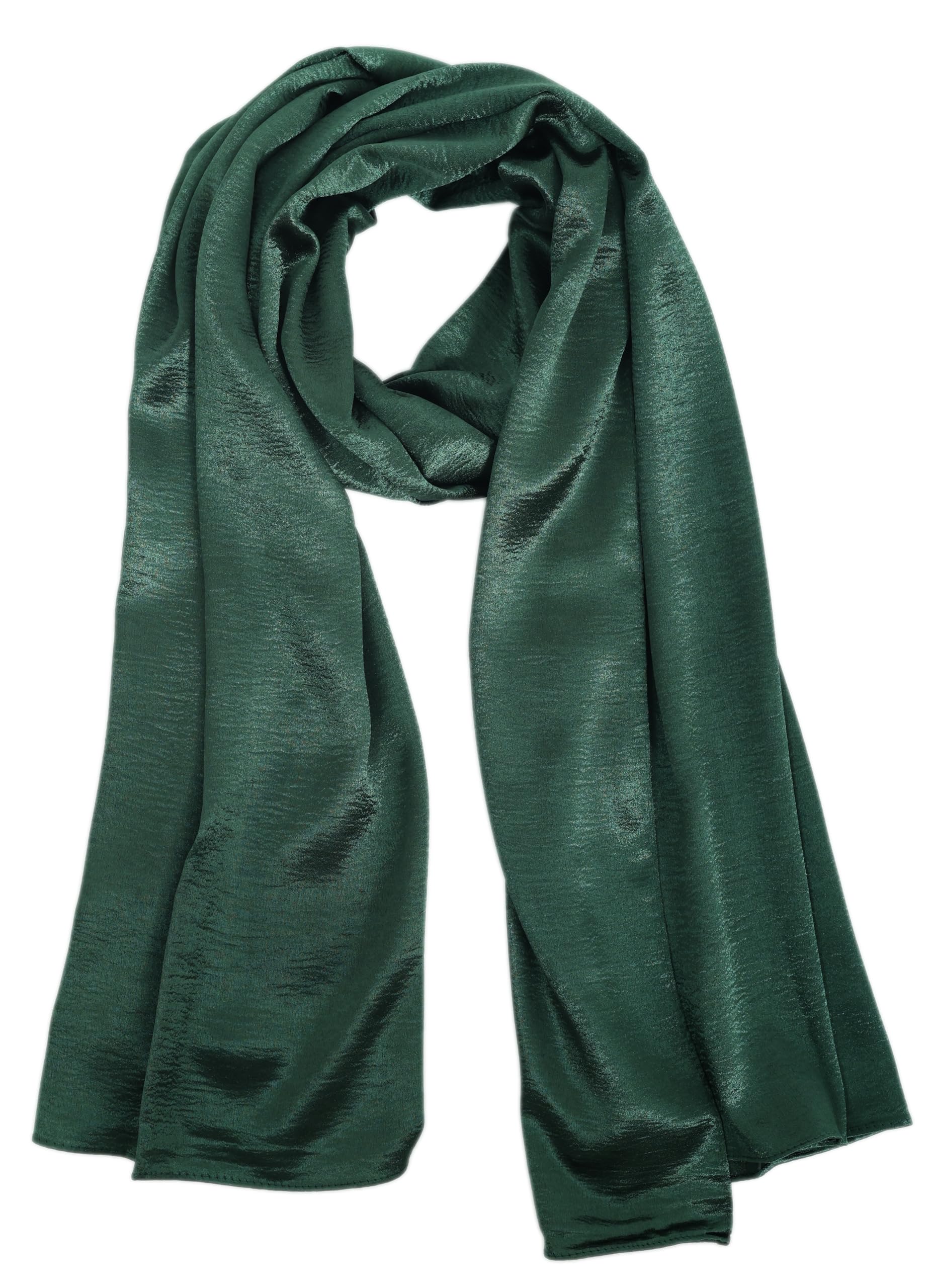 World Of Shawls Women's Bottle Green Luxurious Crushed Velvet Hijab Scarf – Soft Lightweight Gold Shawl For – Elegant Modest Wear, Evening Or Daily Styling, Wedding Or Party Scarf (Bottle Green)