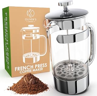 Oliver's Kitchen Premium French Press Cafetiere Coffee Maker - Ice Cream - (Silver, 1 Litre)