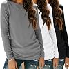 SUNBS 3-Pack Everyday Basic Tees for Women, Loose Long Sleeve Tops for Fall, Work to Weekend Shirts for Workout & Casual