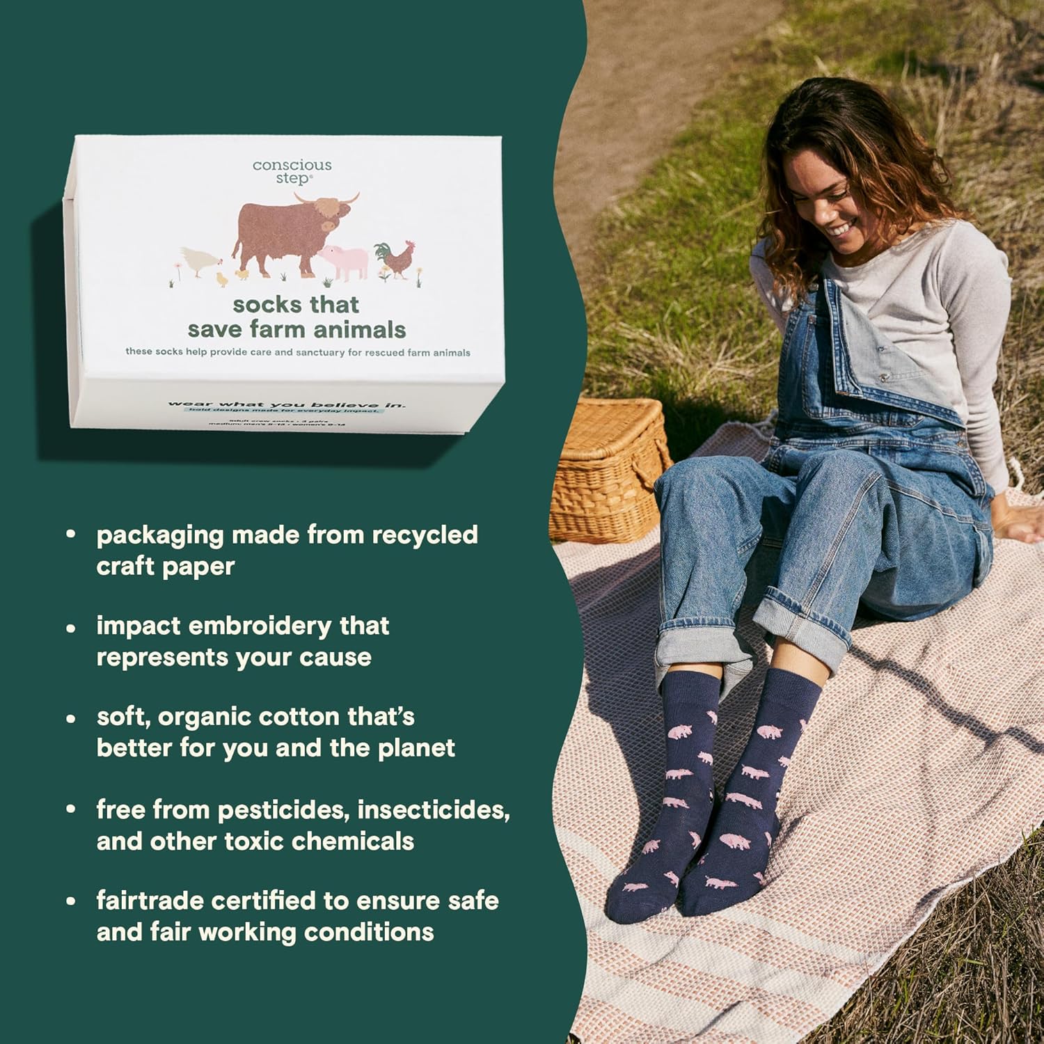Conscious Step Women's Fair Trade Organic Cotton Crew Socks | 3 Pack | Every Pair Helps Support our Humanitarian Partners