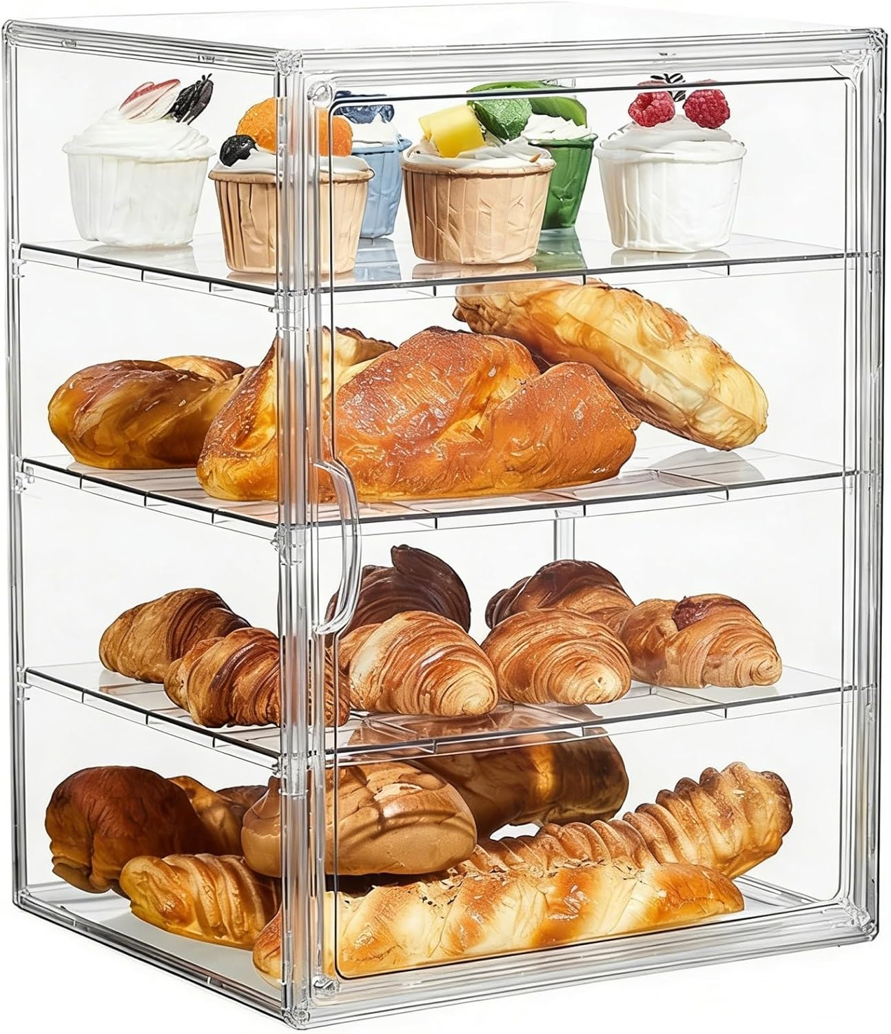 Acrylic Pastry Display Case - Countertop Bakery Cabinet for Commercial-Grade Storage in Cafés, Bakeries, and Home Kitchens