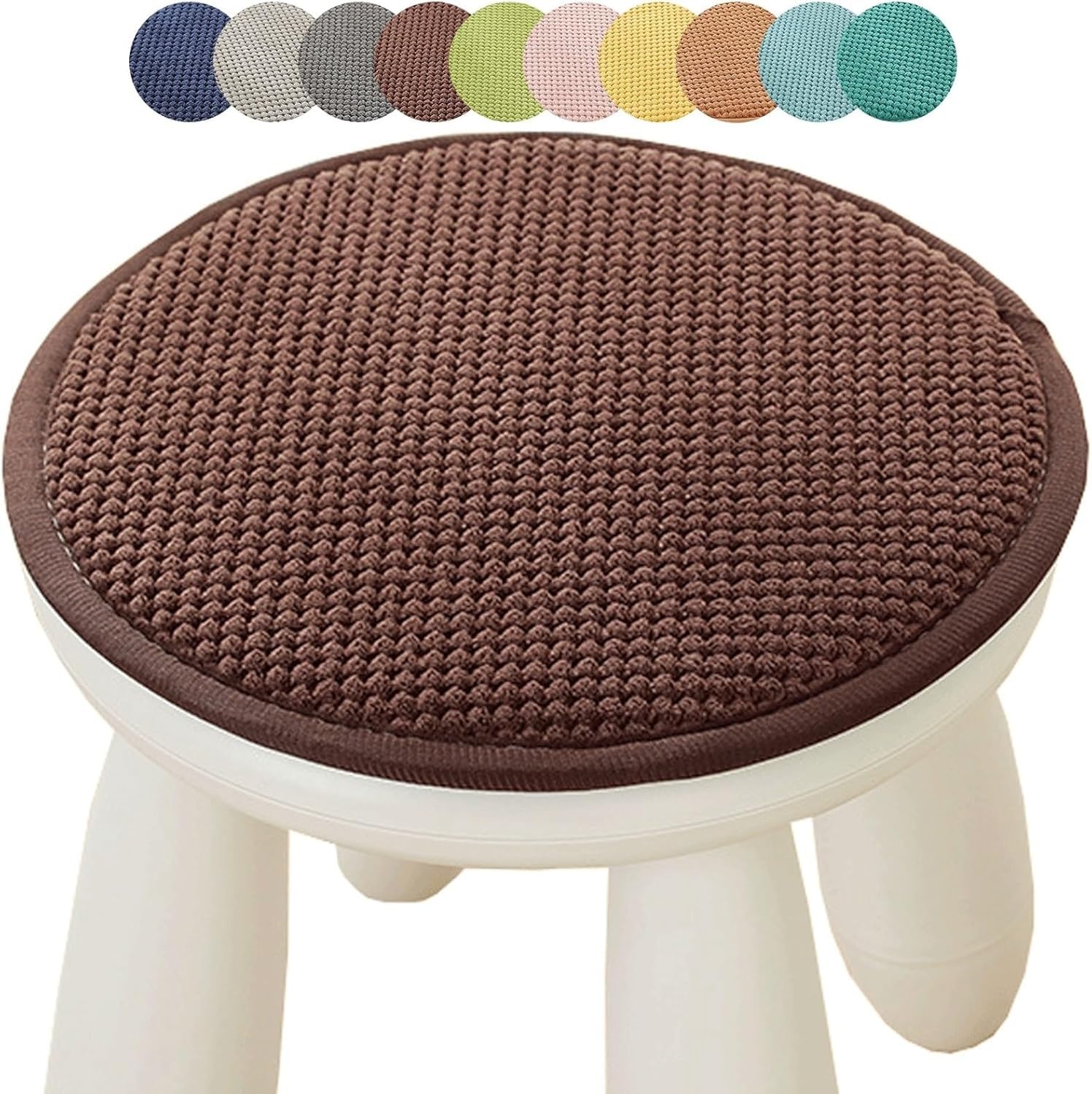 adadvo 10/12/14/16/18 Inch Stool Cushion Round, Non-Slip Bar Stool Seat Pads for Indoor Outdoor Garden Dining Bistro Patio Office Coffee Shop Machine Washable(D4,25cm 10in)