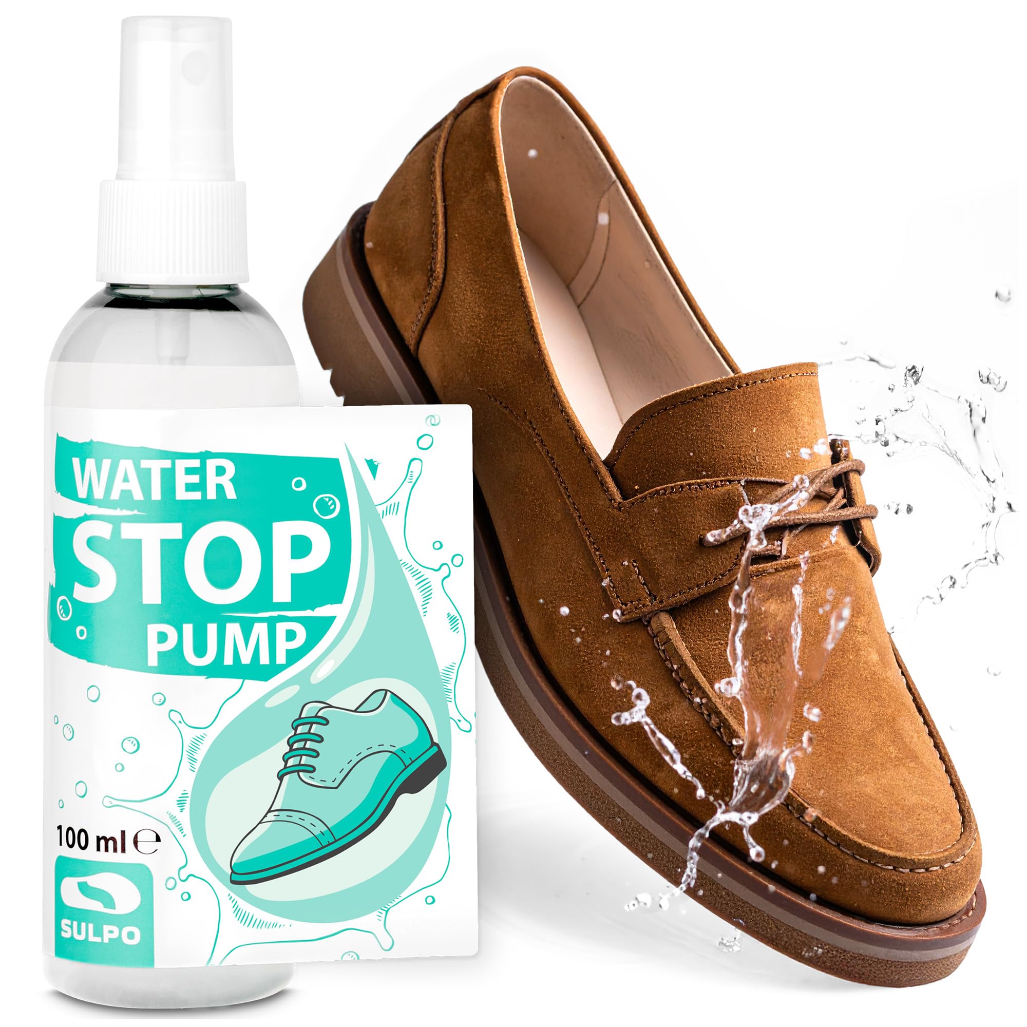SULPO Impregnat do butów – Ochrona WATER STOP do obuwia, tkanin i skóry – Do sneakersów, odzieży outdoorowej, dziecięcych i zwierzęcych akcesoriów
