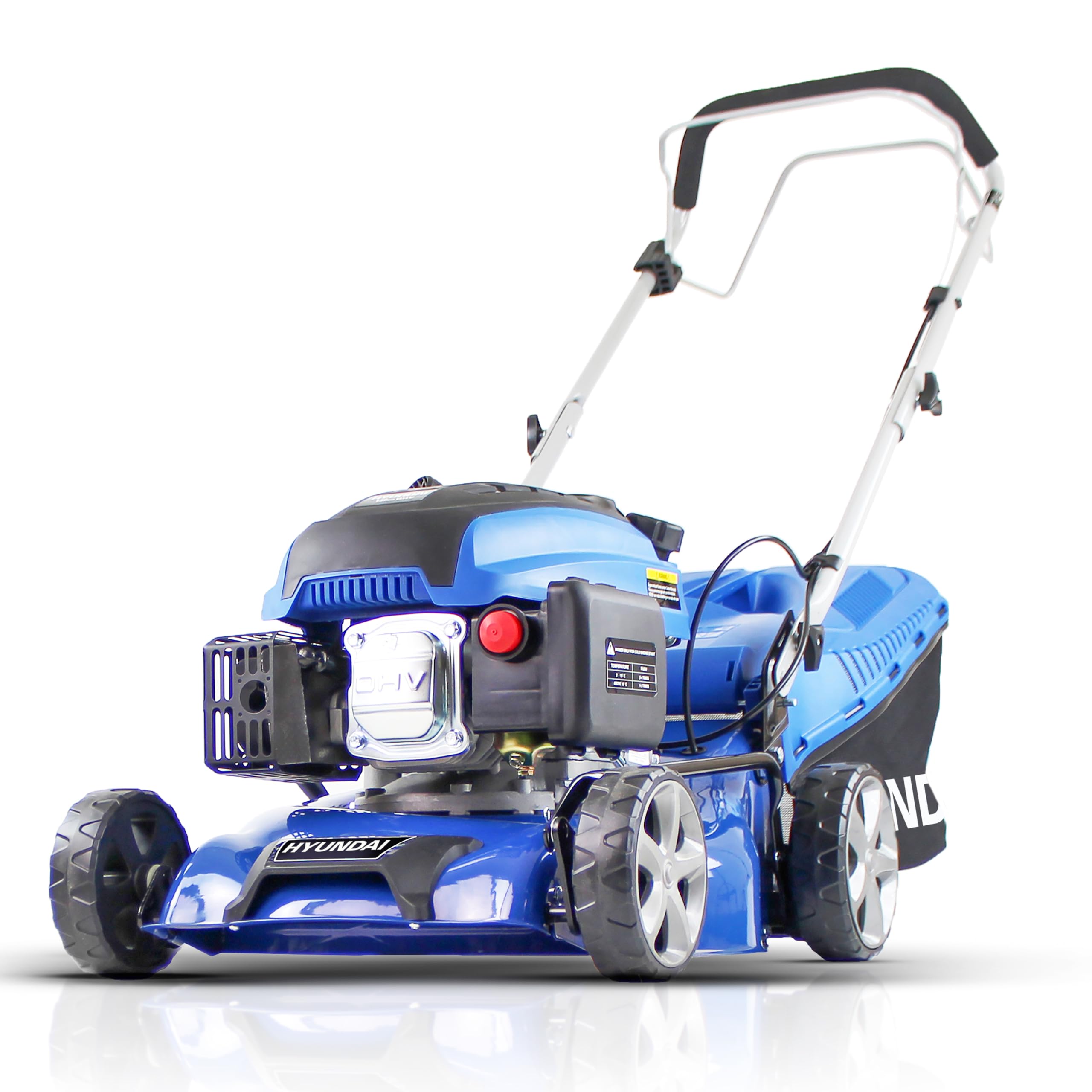 Hyundai Blue 17" (42Cm) Petrol Self-Propelled Lawnmower – 139Cc 4-Stroke Engine, Recoil Pull Start, 5 Cutting Heights, 45L Grass Collector, Foldable Handles For Compact Storage