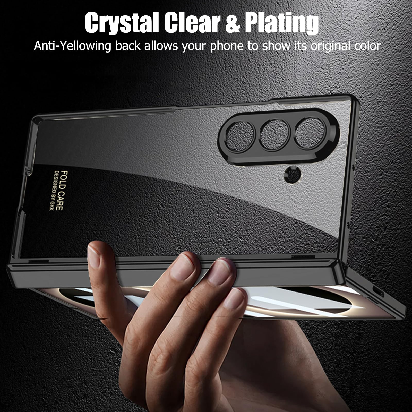 Custodia trasparente per Samsung Galaxy Z Fold 8 Ultra, custodia trasparente galvanica con protezione per cerniera magnetica e pellicola protettiva, custodia protettiva sottile antiurto per Z Fold 8