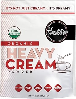Healthier Comforts Organic Heavy Cream Powder (72% Butterfat) | USDA Organic | Kosher, Gluten Free, Non-GMO, and Keto Frie...