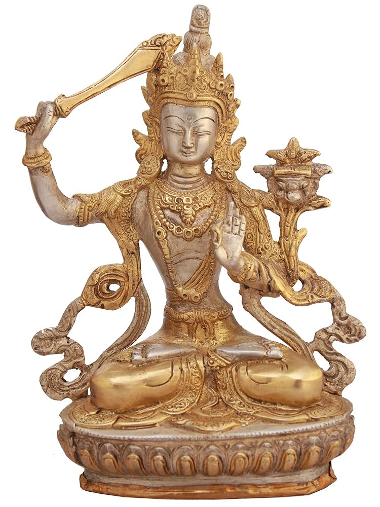 文殊菩薩　仏像 真鍮　マンジュシュリー　statue of Manjushri 真鍮製 文殊菩薩 マンジュシュリー｜マライカ公式通販