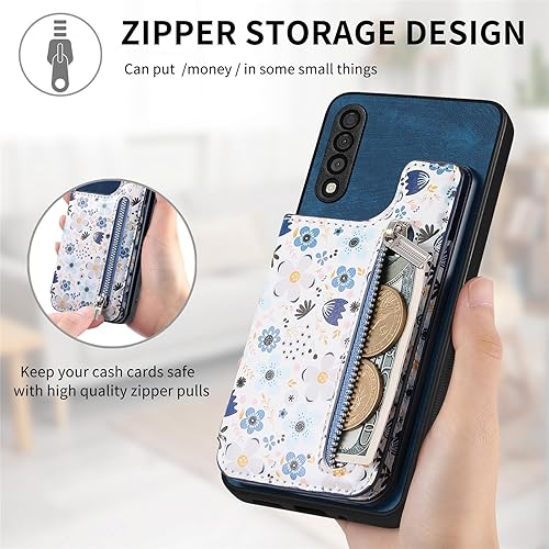 Miniatura 5 de Asuwish Funda de teléfono para Samsung Galaxy A50 A50S A30S con protector de pantalla de vidrio templado y bloqueo RFID, soporte para tarjetero, con