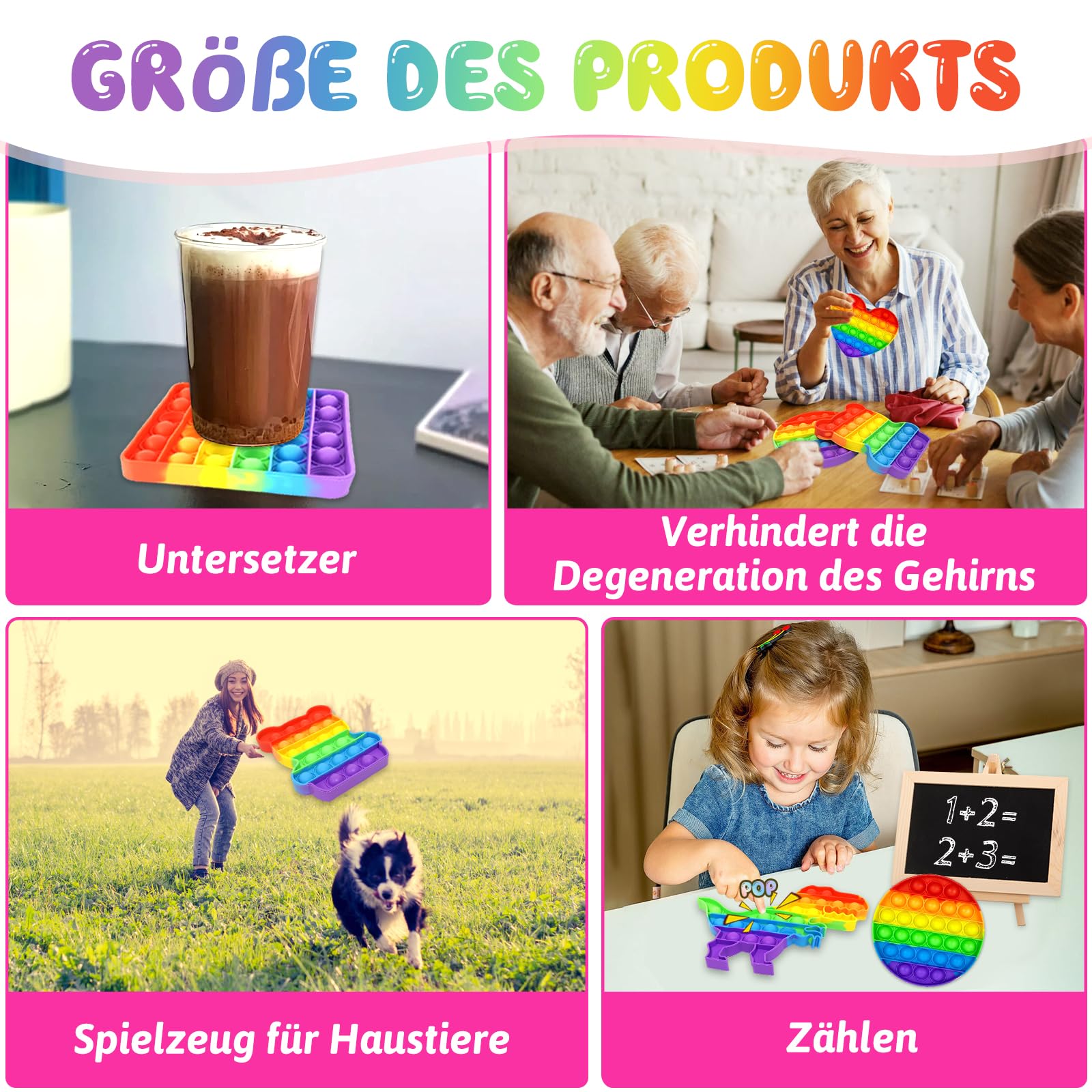 4 sztuki Push Bubble Sensory Pop Fidget zabawka, silikonowa tęcza sensoryczna antystresowa zabawka sensoryczna zabawka edukacyjna dla dzieci/rodziny i przyjaciół/samolotu
