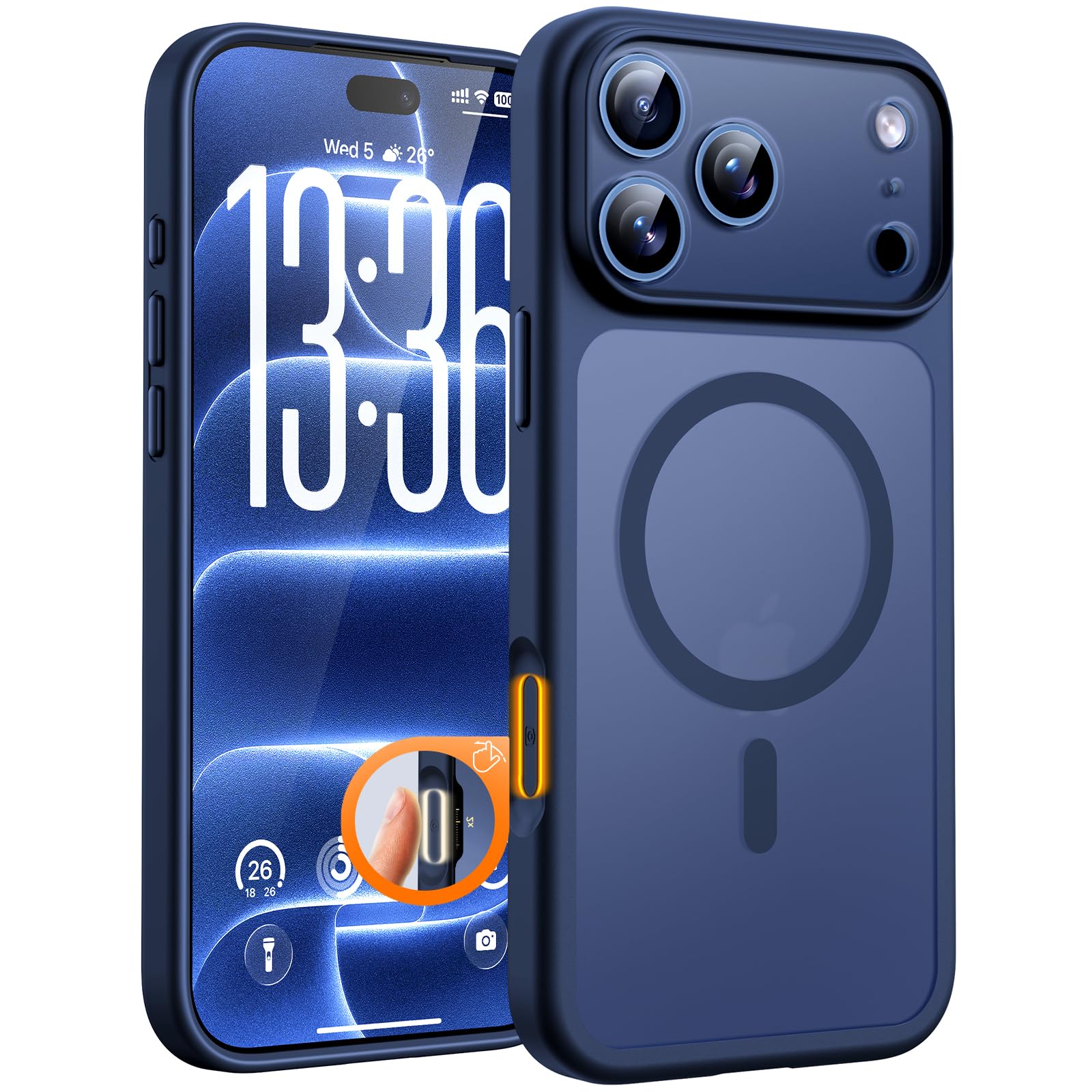 TOCOL for iPhone 18 Pro Max Case Dark Blue, Compatible with MagSafe