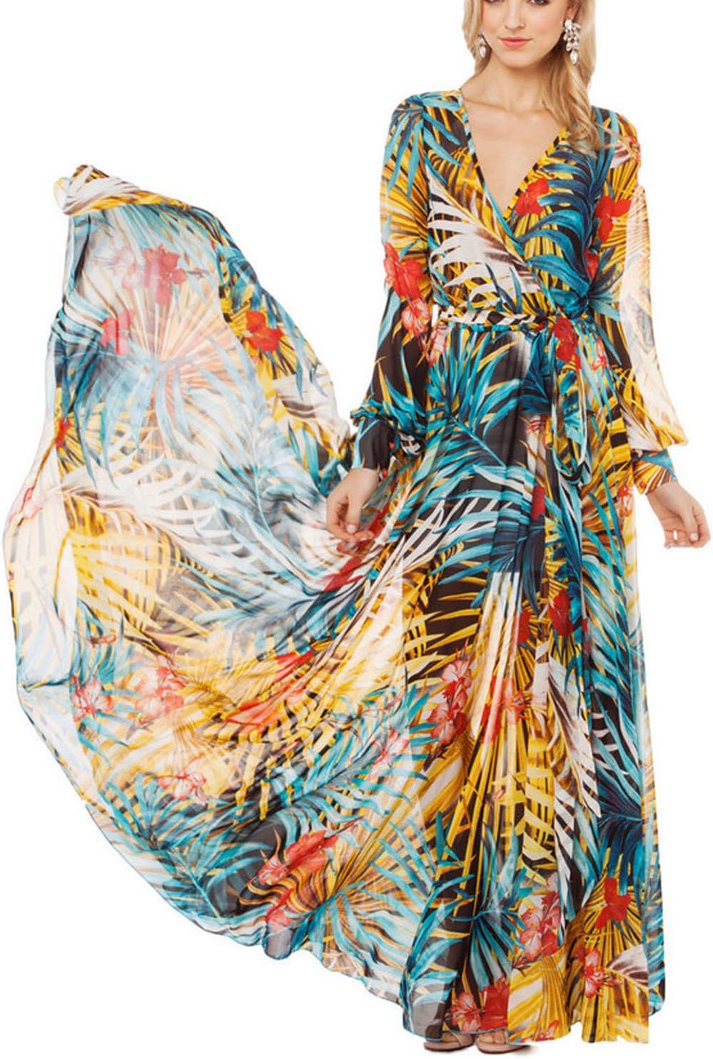 Kawen Women's Chiffon Long Elegant Ball Evening Party Dress (L)