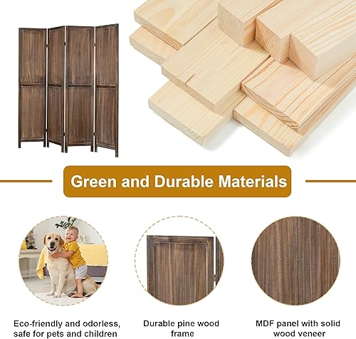 Miniatura 3 de Salfanre Divisor de habitación de 6 paneles, pantalla de privacidad independiente, divisor de habitación plegable, divisor de habitación de madera,