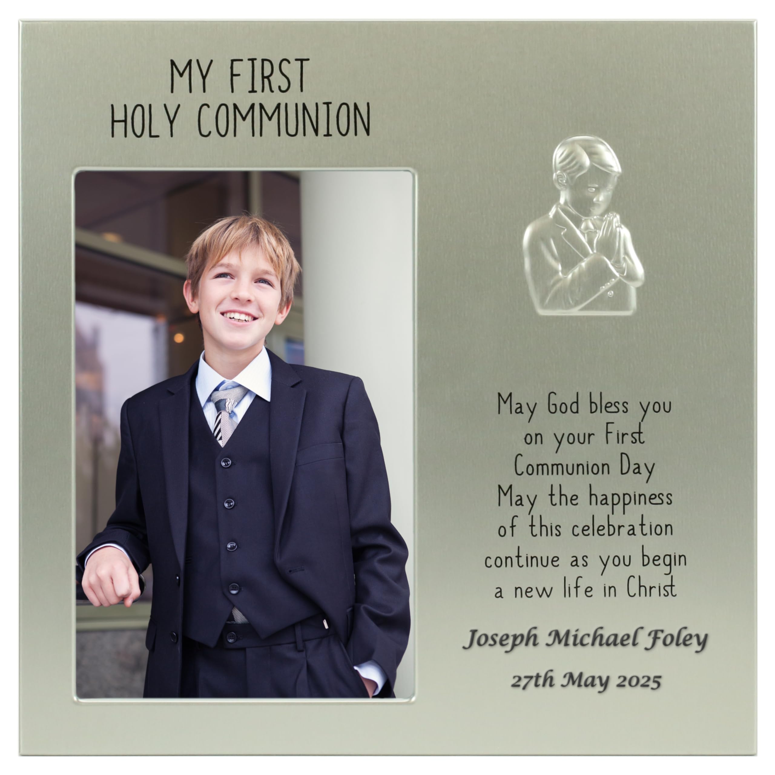 Boy's 1st Holy Communion Gift, First Communion Photo Frame Gift For a Boy 19.5cm x 19.5cm