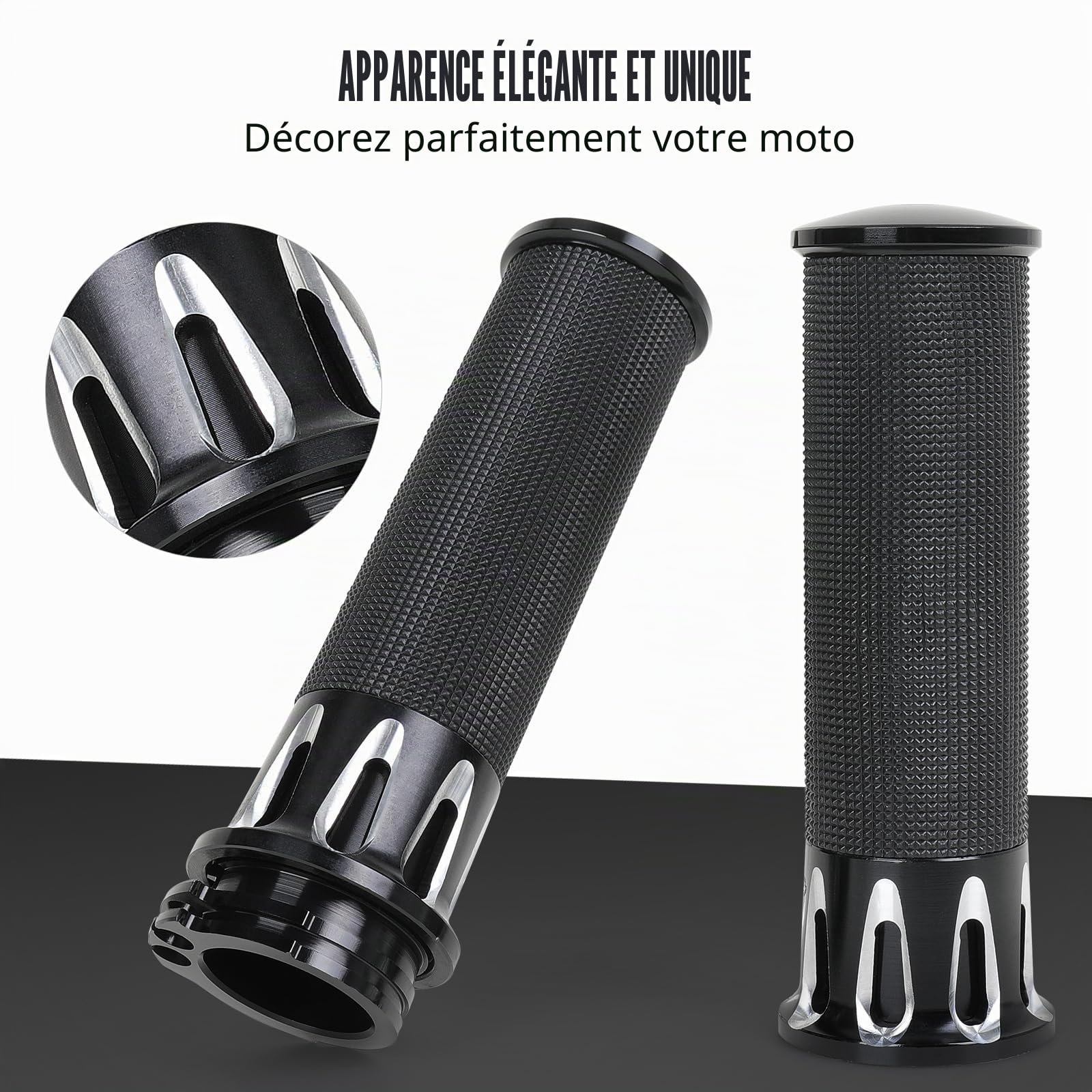 Poignées de Guidon 1"/25mm Aluminium CNC pour Moto Compatibles avec Harley Sportster Iron 883 Dyna Road Electra Glide Softail Touring