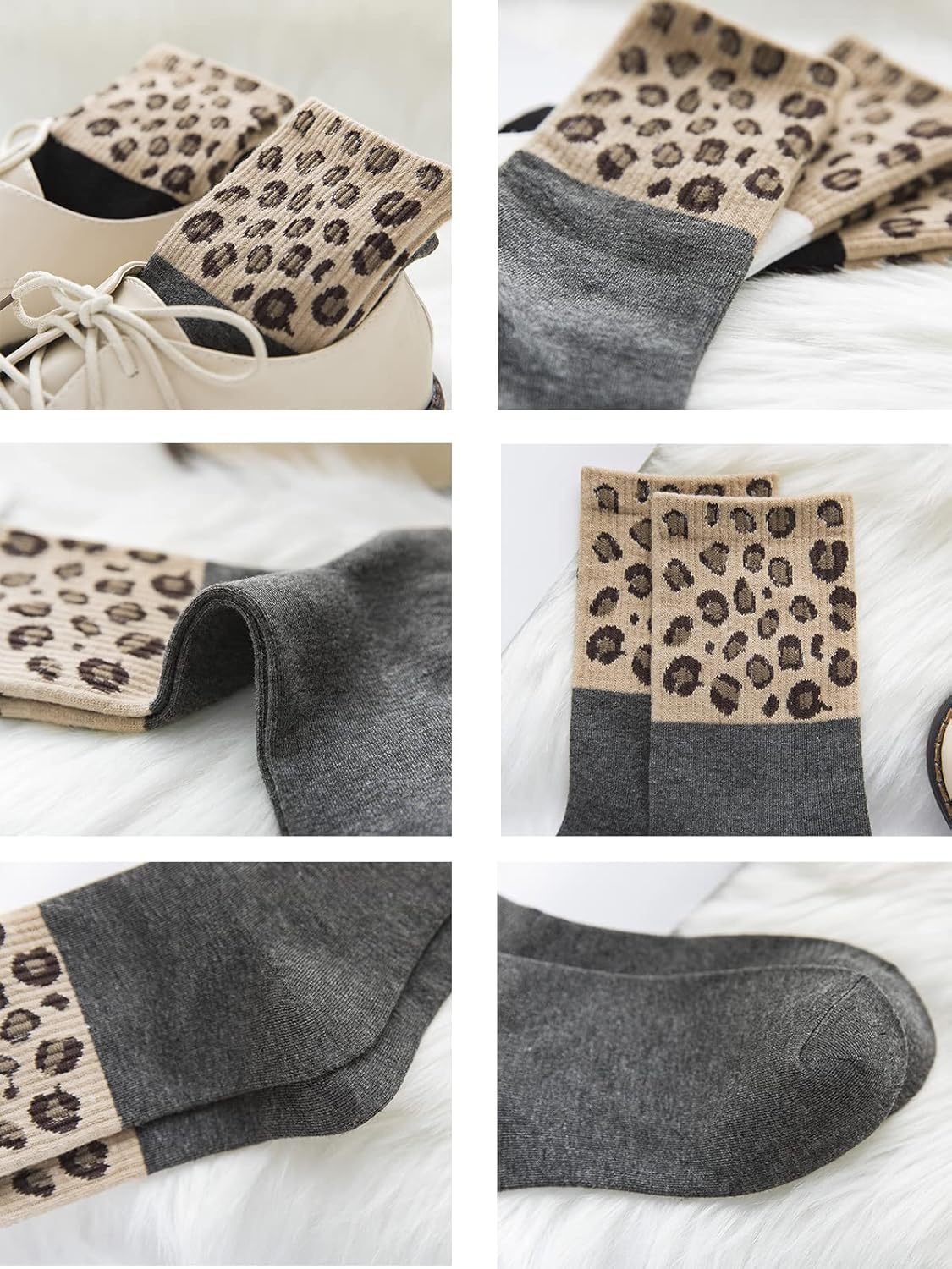 Novelty Leopard Print Crew Socks Animal Pattern Dress Socks For Women 3 pack - Image 7