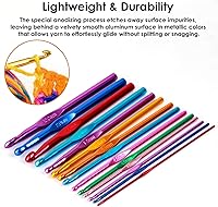 Vista 3 de Juego de ganchos de ganchillo, agujas de tejer con mango de aluminio para manos artríticas, agujas de ganchillo para manualidades de hilo, bonito