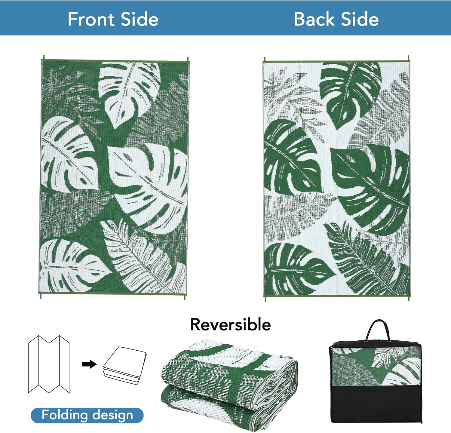 Outdoor Patio Rug Plastic Straw Rug RV camping Waterproof Reversible Carpet Mat - Picture 42 of 48