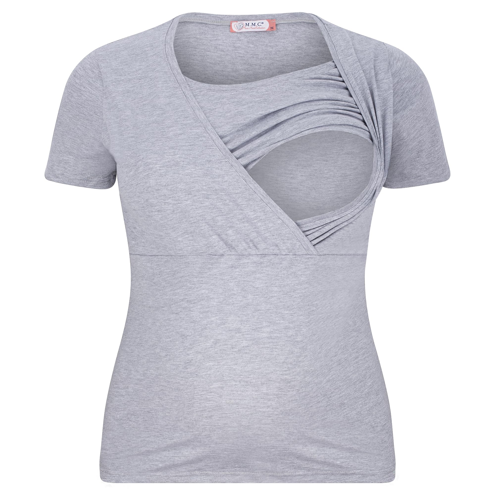 M.M.C. Lot de 3 t-shirts d'allaitement, couleur unie, mode de grossesse, d'allaitement, manches courtes