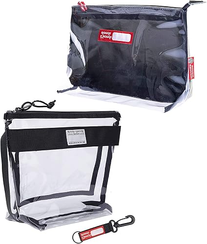 Rough Enough - Juego de bolsas de aseo transparentes para mujeres y hombres, Neceser transparente Rough Enough