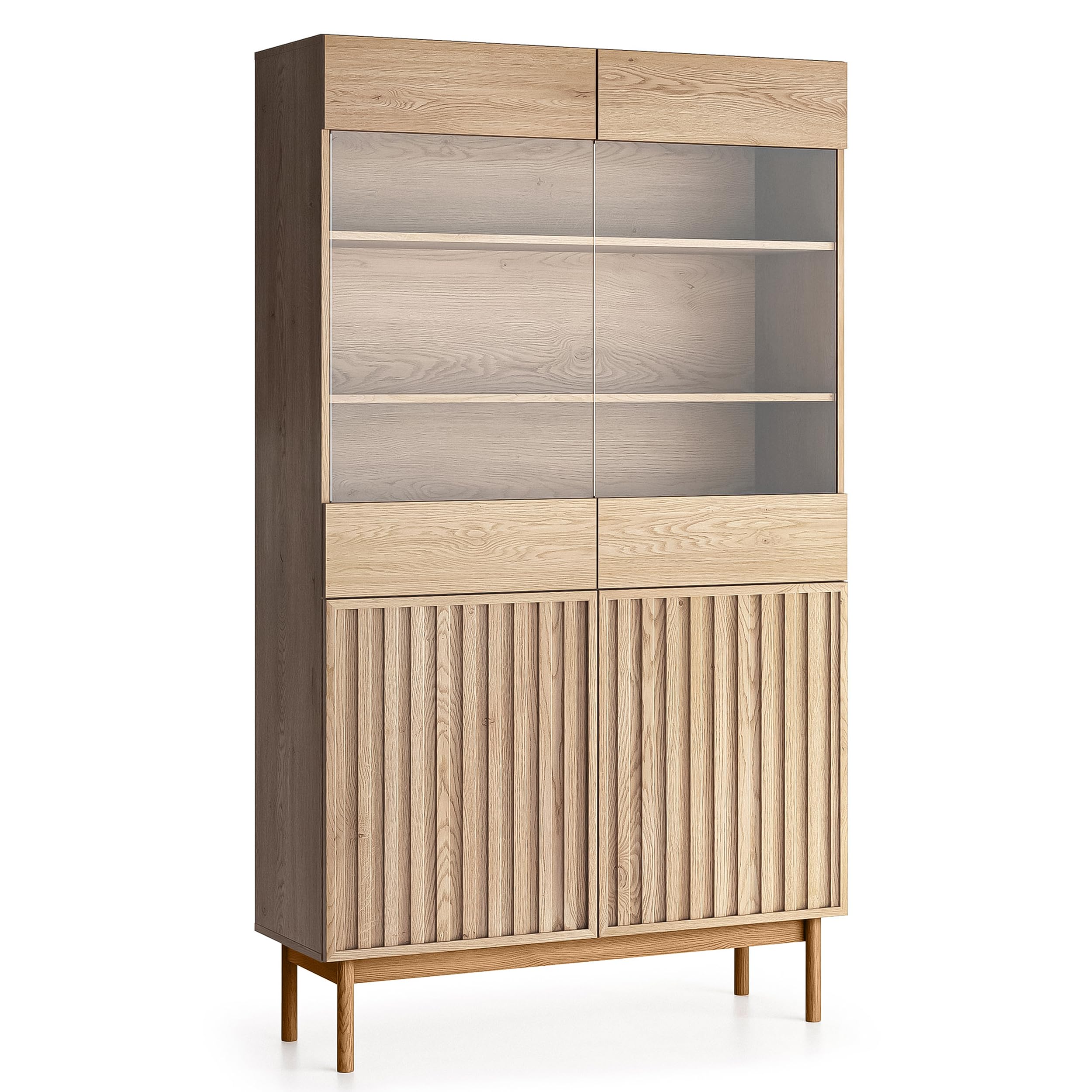 AXLIVING Vitrine Eiche Santarco W2D – 106 cm breit, Eiche Cremona