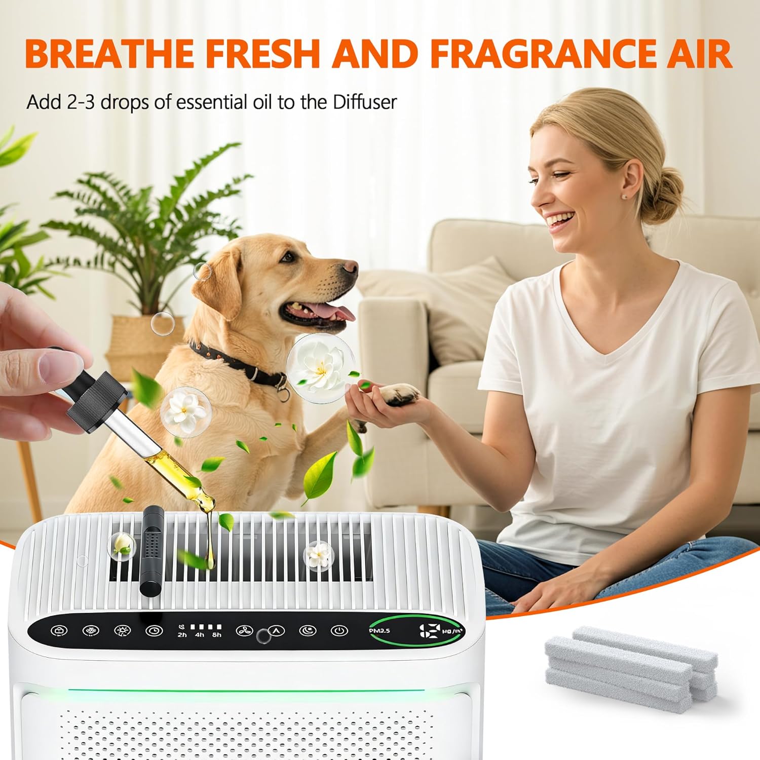 4 Pack DH-JHD08 Replacement Filter Compatible with VOOPNU DH-JHD08 Air Purifier - 4-in-1 True HEPA Filter for Dust, Pet Dander, Smoke, and Pollen (Standard Version)