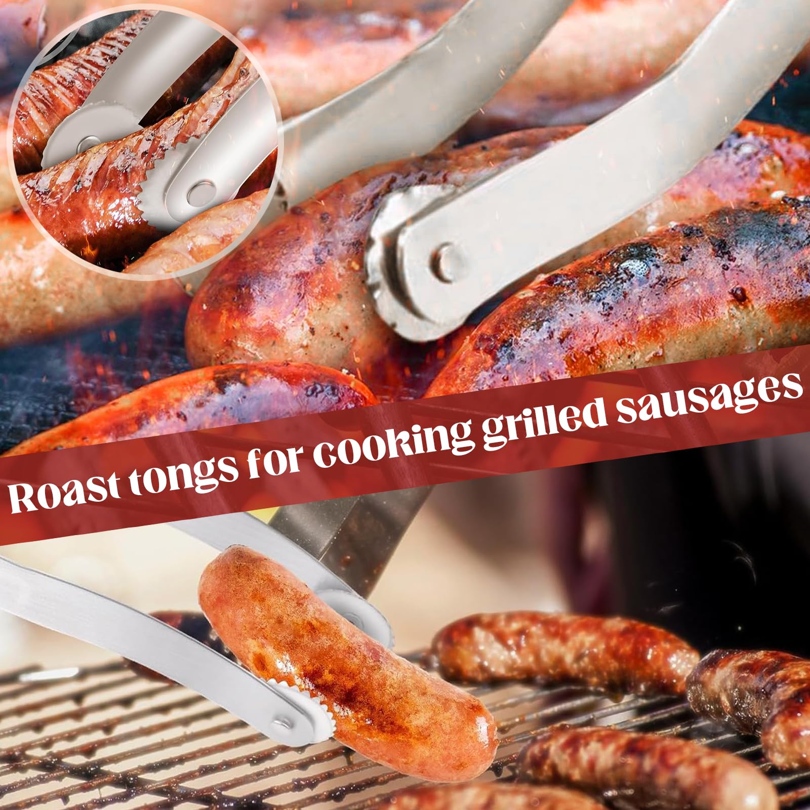 Pince à Barbecue En Acier Inoxydable Antiadhésive Avec Trou De Suspension - VGEBY - Rose