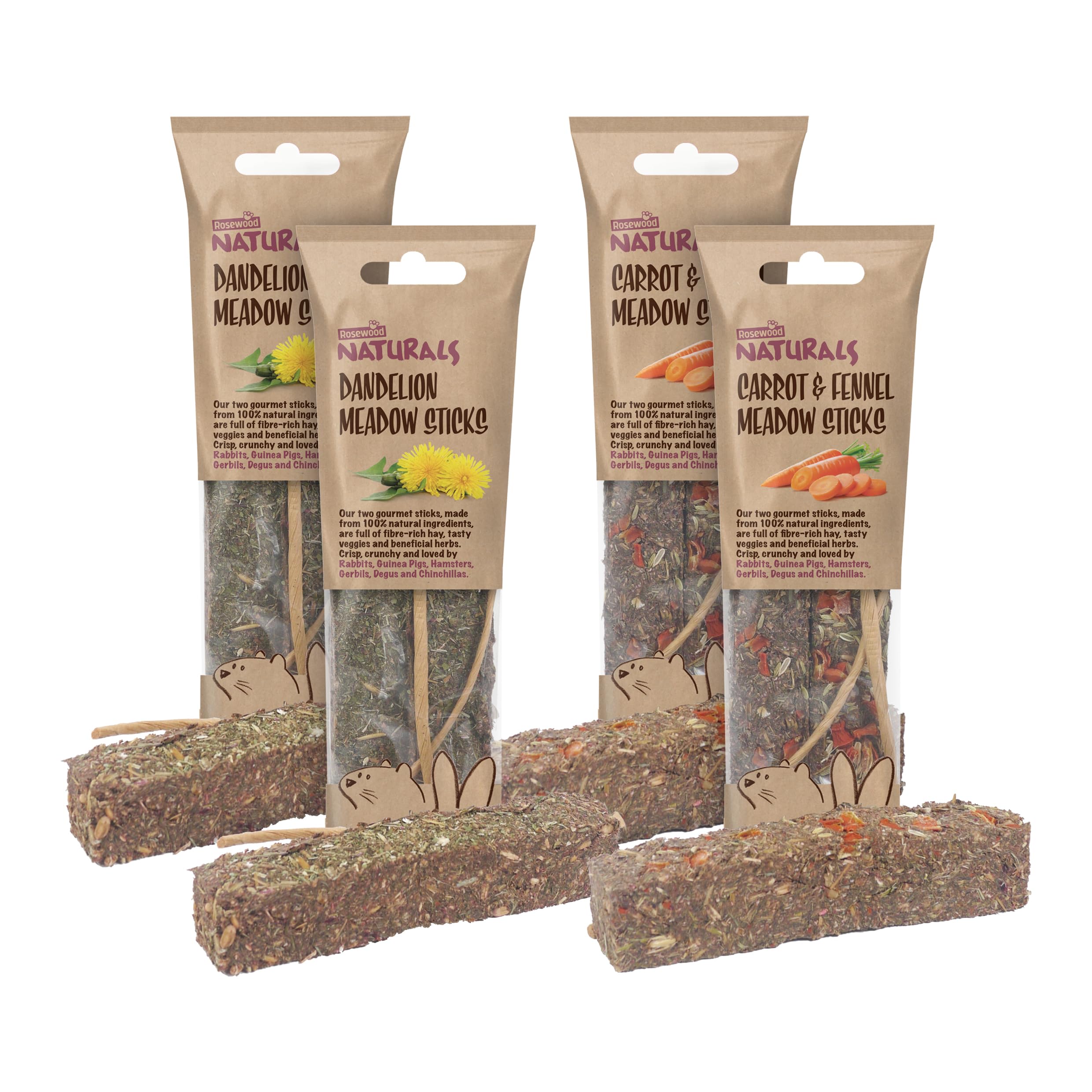 Rosewood Naturals Four Seasons XXL Sticks – Vegetable & Herb Small Animal Treats, Four Delicious Flavours for Rabbits, Guinea Pigs, Chinchillas & Degus (4 Sticks) — view 4