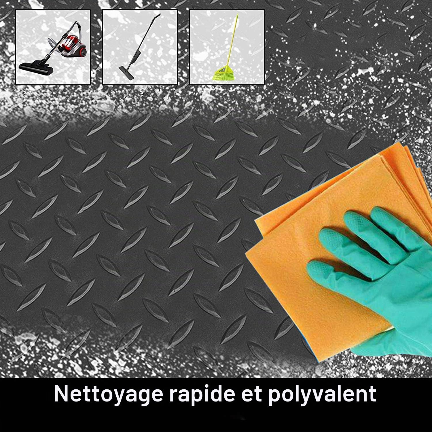 uyoyous tapis de sol en caoutchouc, antidérapant, pour garage et salle de sport, épaisseur : 3 mm, noir - 500 x 100 cm