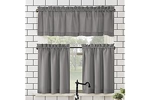 No. 918 Martine Microfiber Semi-Sheer Rod Pocket Kitchen Curtain Valance and Tiers Set