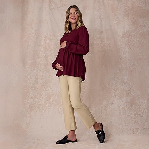 Miniatura 19 de Motherhood Maternity womens Super Stretch Secret Fit Over the Belly Ankle Straight Leg Pregnancy Dress Pants for Work Negro,marino,Gris