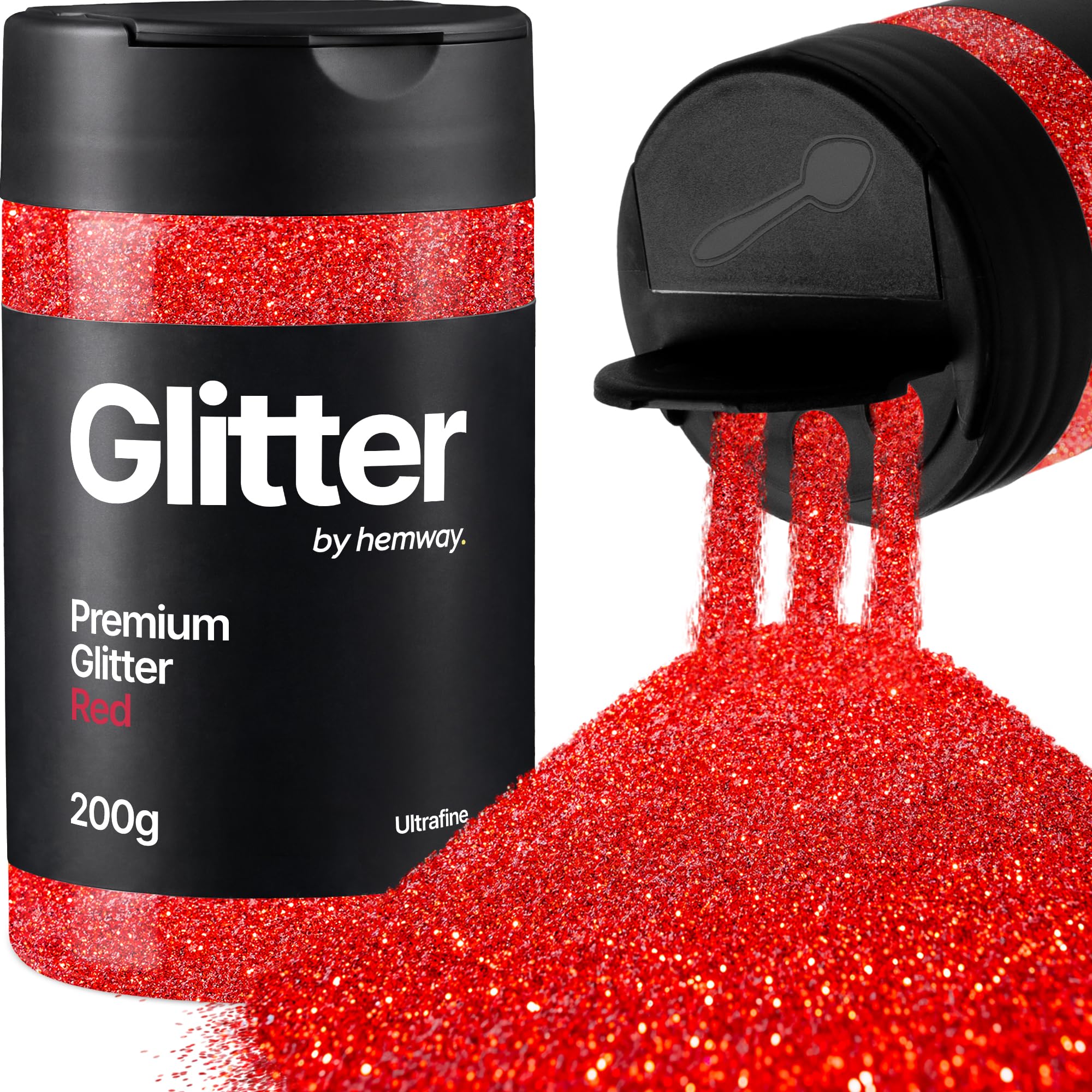 Hemway Red Glitter Shaker, 200g Ultrafine Glitter for Crafts Metallic Flake Sequins for Resin & Epoxy Crafts for Decorating, Halloween, Christmas, Nail, Face, Art