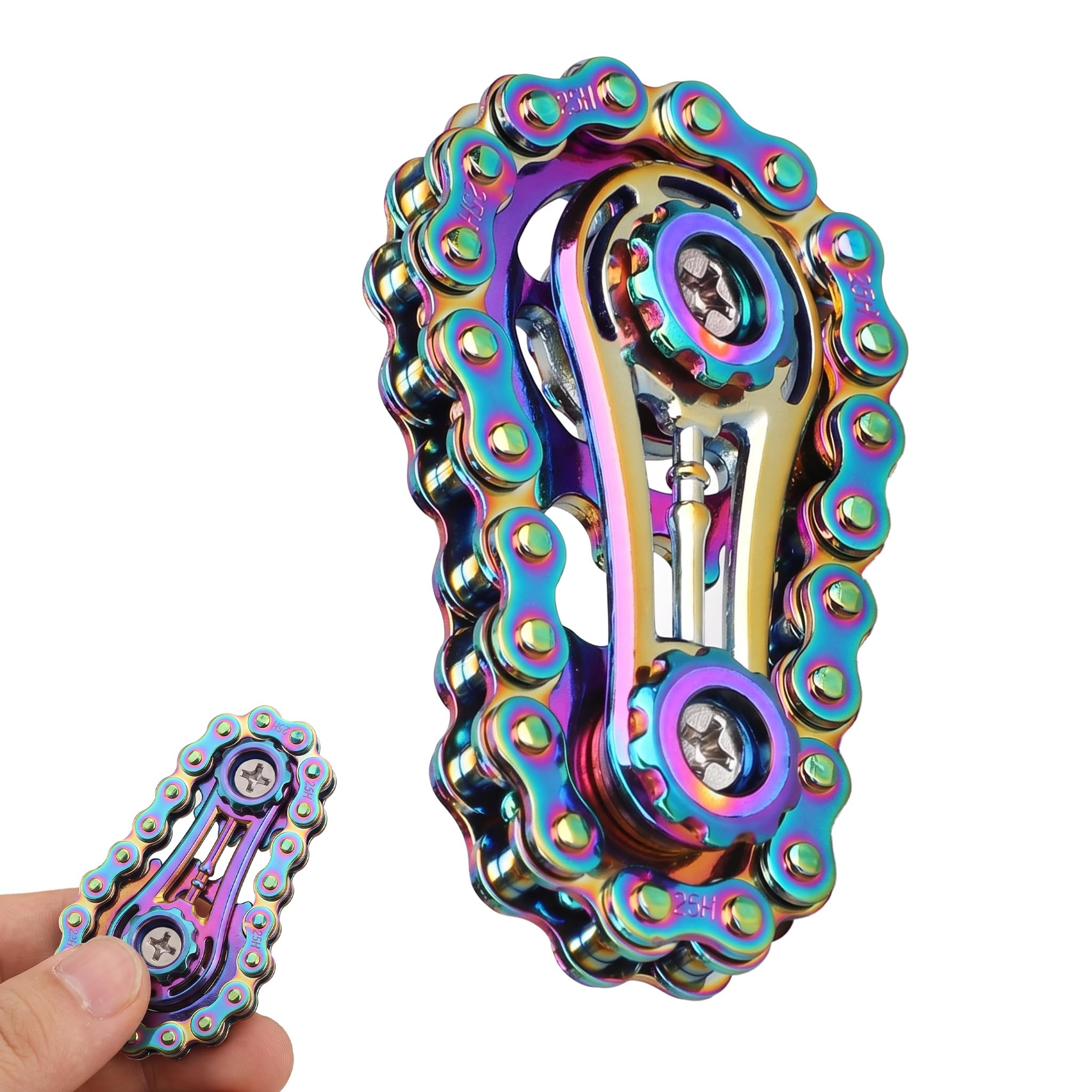 Bike Chain Fidget Toy,Metal Fidget Spinners,Fidgets Spinner Toys for Adult,Spinning Kinetic Hand Roller,Bicycle Sprocket Decompression Tool,Compact Smooth Bike Cool Chain Bearings for Office Desk
