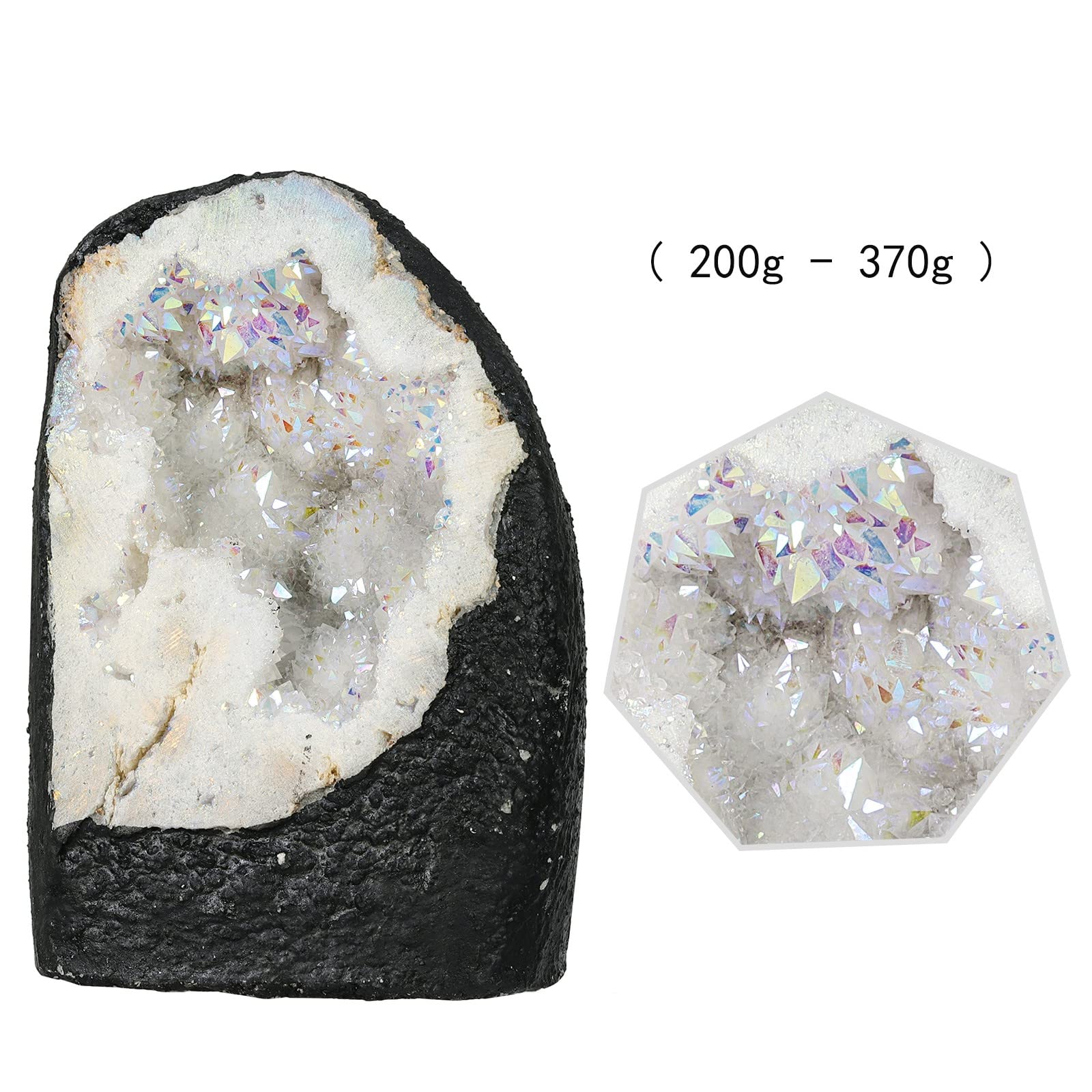 KYEYGWO Titanium Coated Natural Crystal Raw Geode Stone - Image 2