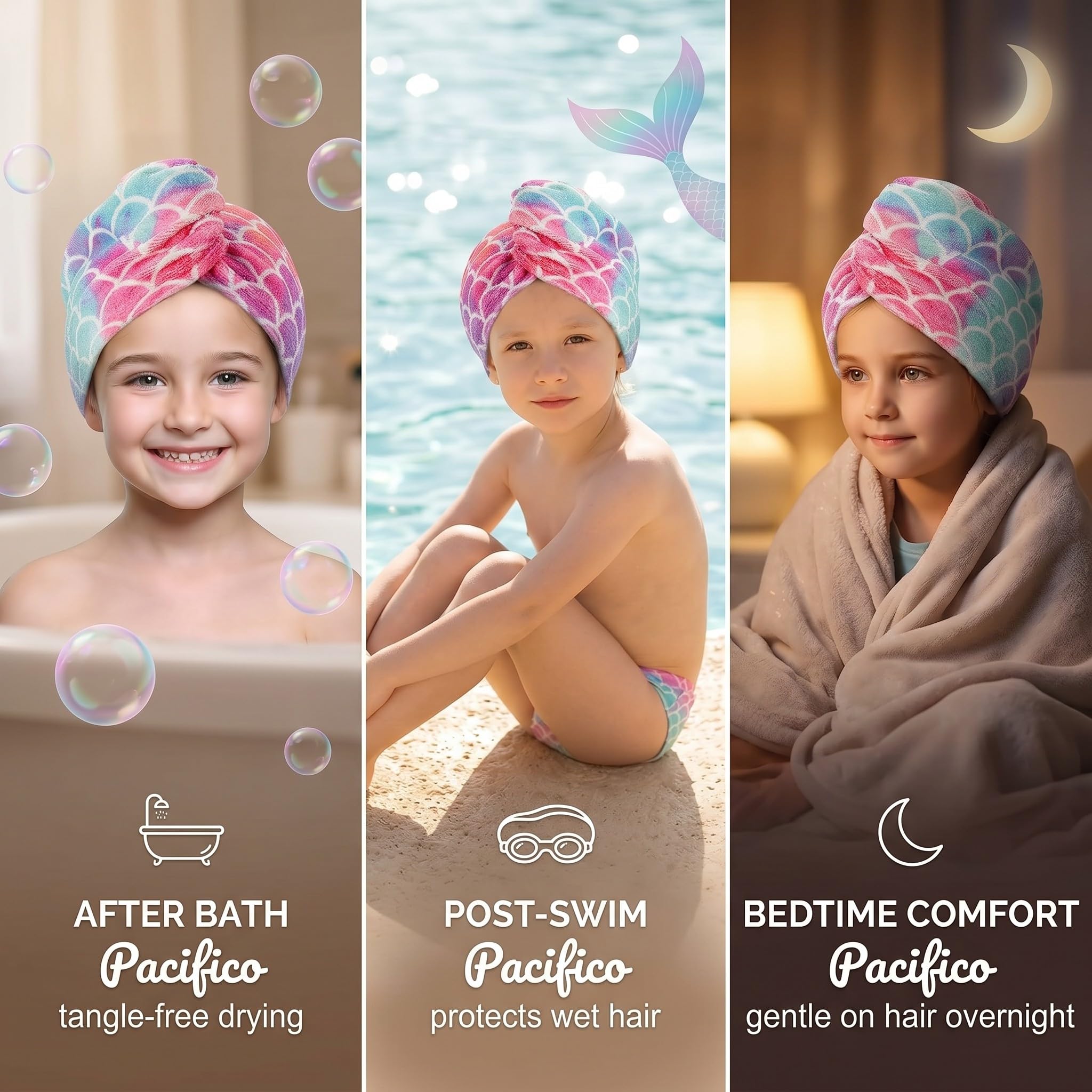 RUKAN Turbante Asciugacapelli, Asciugamano Per Capelli, Asciugamano Capelli Turbante, Asciugamano Microfibra Capelli, Turbante In Microfibra Per Bambini, Stampa A Squame, Asciugatura Rapida