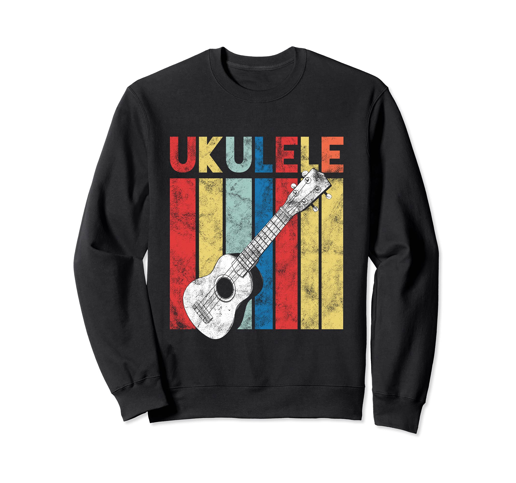 Retro Ukulele Hawaiian Hawaii Musician Guitar Uke Acoustic Sweatshirt, Black