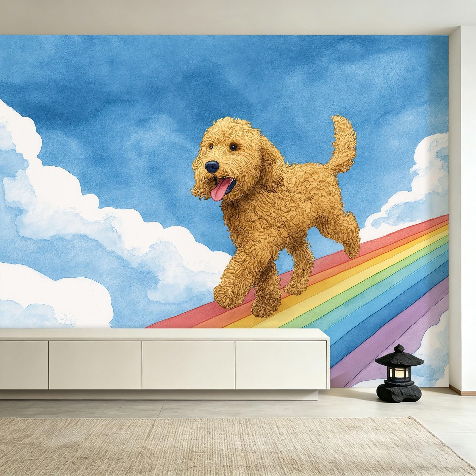 Générique Panoramiczna tapeta, uroczy pies 200 x 140 cm plakat 3D olbrzymi mural - Arcenciel Cartoon Tapeta do salonu, pokoju dziecięcego dla dorosłych i gabinetu dekoracja restauracji