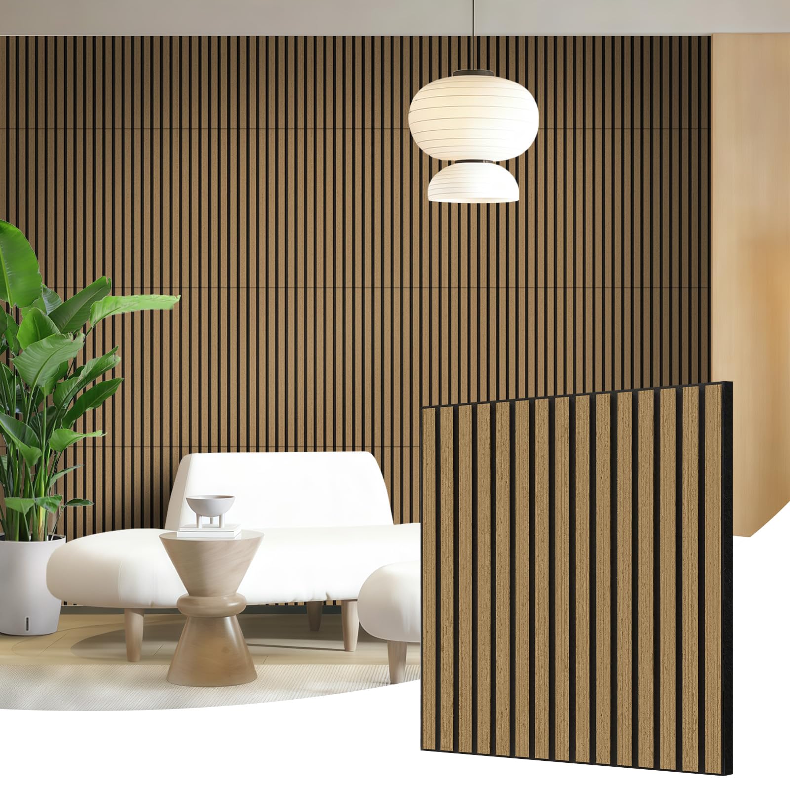AKK-STAVE Akustikpaneele Holz 60x60 cm (4er-Set 1,44 m²) - Akustik Paneele & Holzpaneele Wand für Schallschutz | 3D Paneele Wand als Wandverkleidung Innen | Schallabsorber für Wohnzimmer(6# Teakholz)