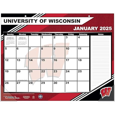 TURNER SPORTS Wisconsin Badgers 2025 Desk Calendar