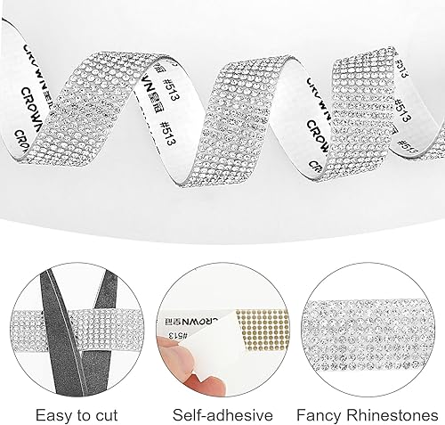 Miniatura 3 de 3 rollos de tiras de diamantes de imitación autoadhesivas, tiras de diamantes de imitación brillantes, rollo de diamantes de imitación para