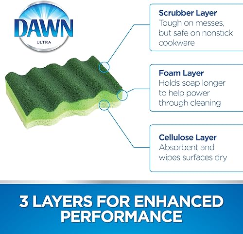 Miniatura 3 de Dawn Power Clean - Esponjas de cocina de doble cara para lavavajillas, esponjas de cocina en forma de onda para limpieza de platos, paquete de 12,