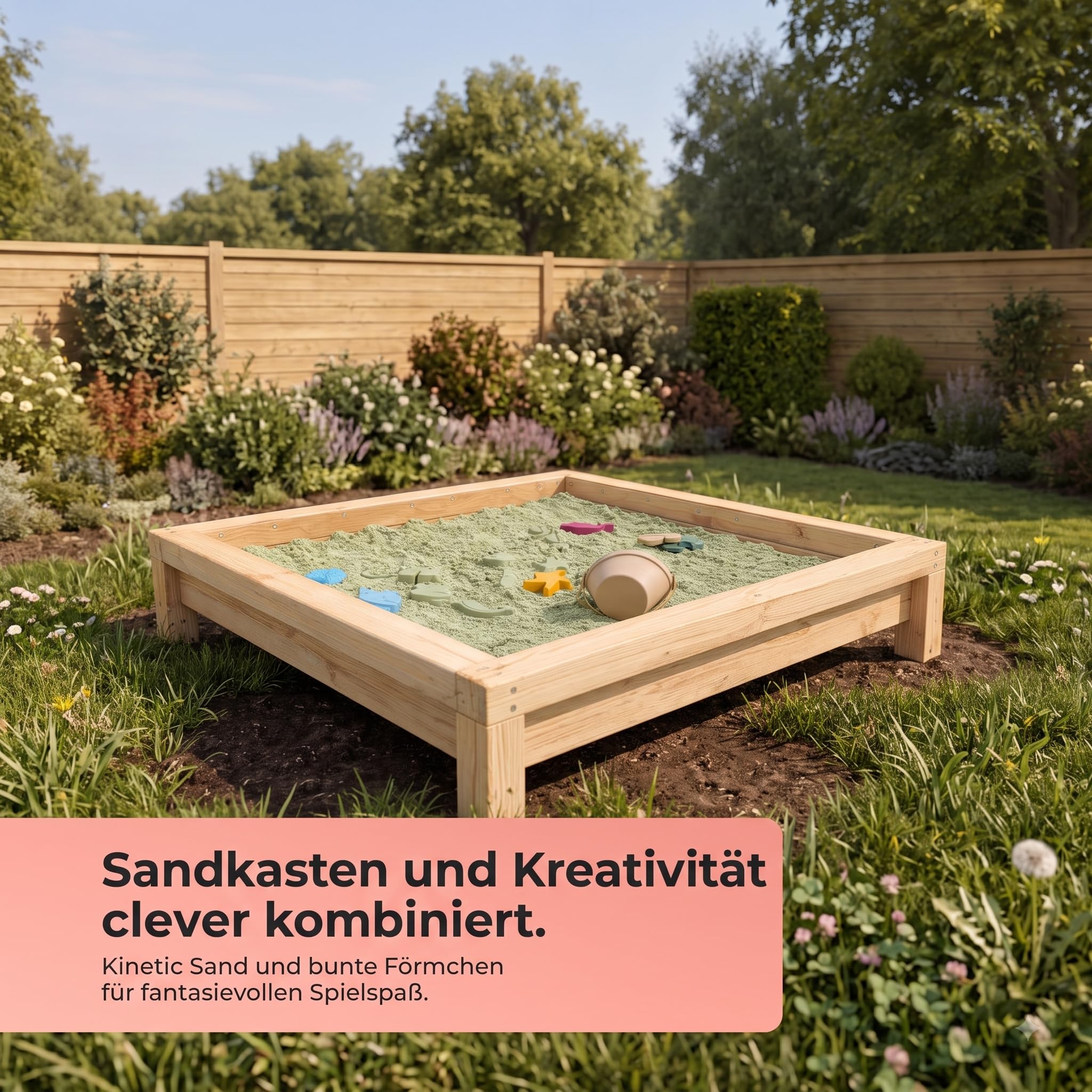 Modulaki Outdoor Matschküche für Kinder – Kinderküche aus Holz mit Spüle, Herdplatten & Stauraum, inkl. Kochgeschirr, Utensilien & Kinetischem Sand, Gartenküche für draußen