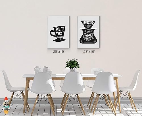 Miniatura 3 de HB Art Design But First Coffee and Stressed Blessed and Coffee Obsessed 2 Panel Canvas Print Set Wall Art Coffee Bar Decor Coffee Signs Kitchen Wall