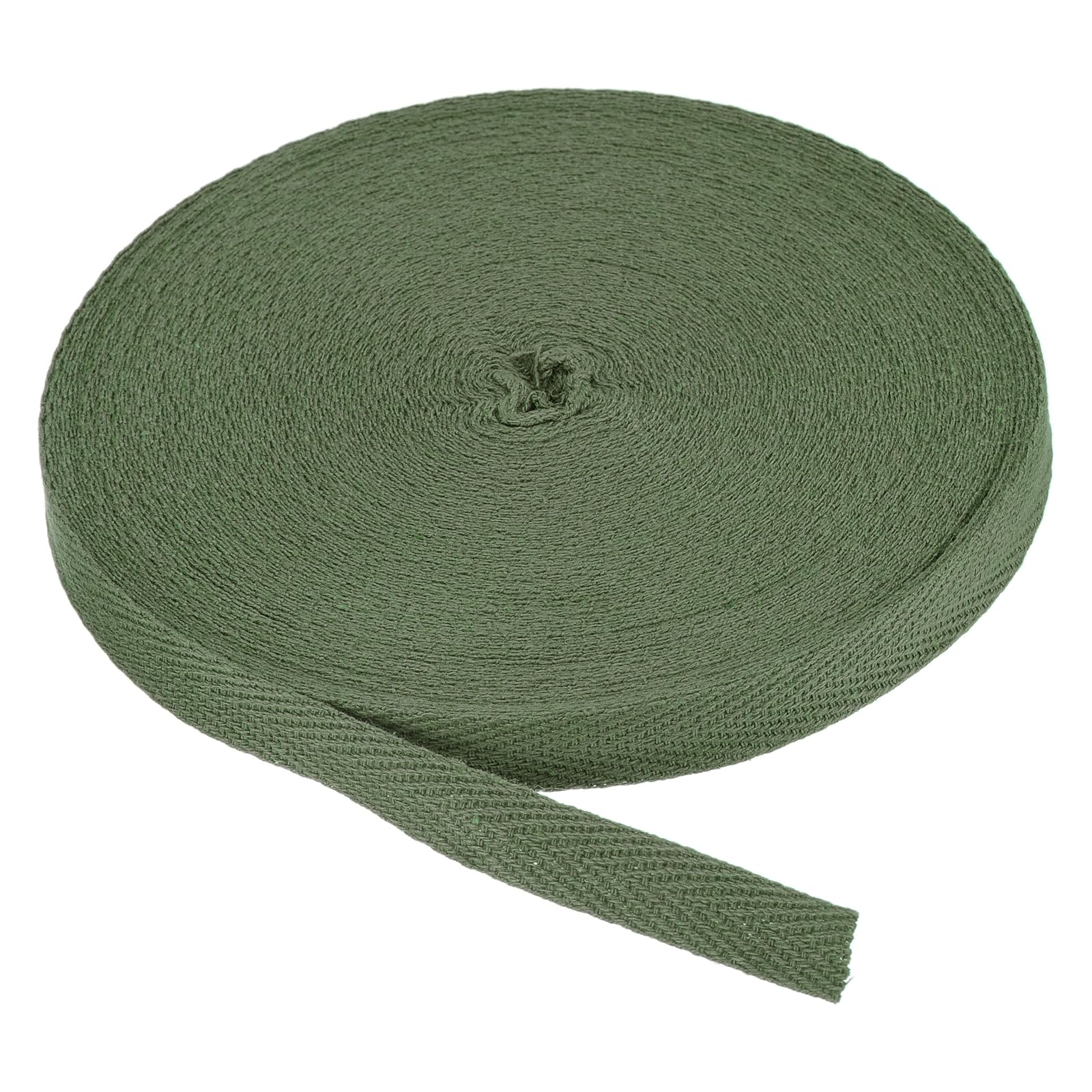 PATIKIL Cotton Twill Tape 3/8 Inch 25 Yards Cotton Ribbon Bias Binding Tape Herringbone Webbing Trim for Sewing Gift Wrapping Craft DIY Moss Green