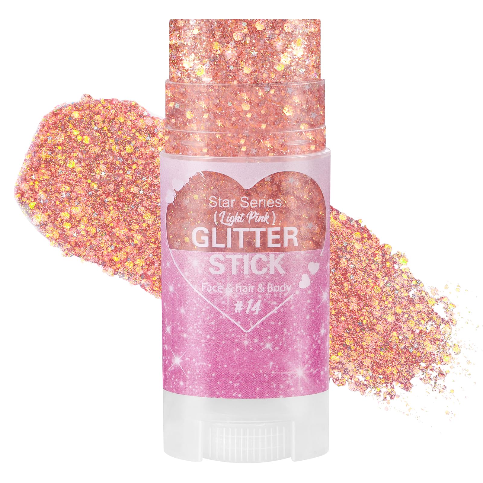 Mysense Light Pink Body Glitter Stick,Face Hair Glitter for Women Kids