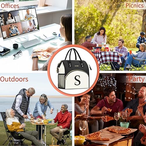 Miniatura 7 de Lonchera personalizada para mujeres, preppy reutilizable con iniciales aisladas, regalo para amigas, gran apertura amplia, resistente al agua, bolsa