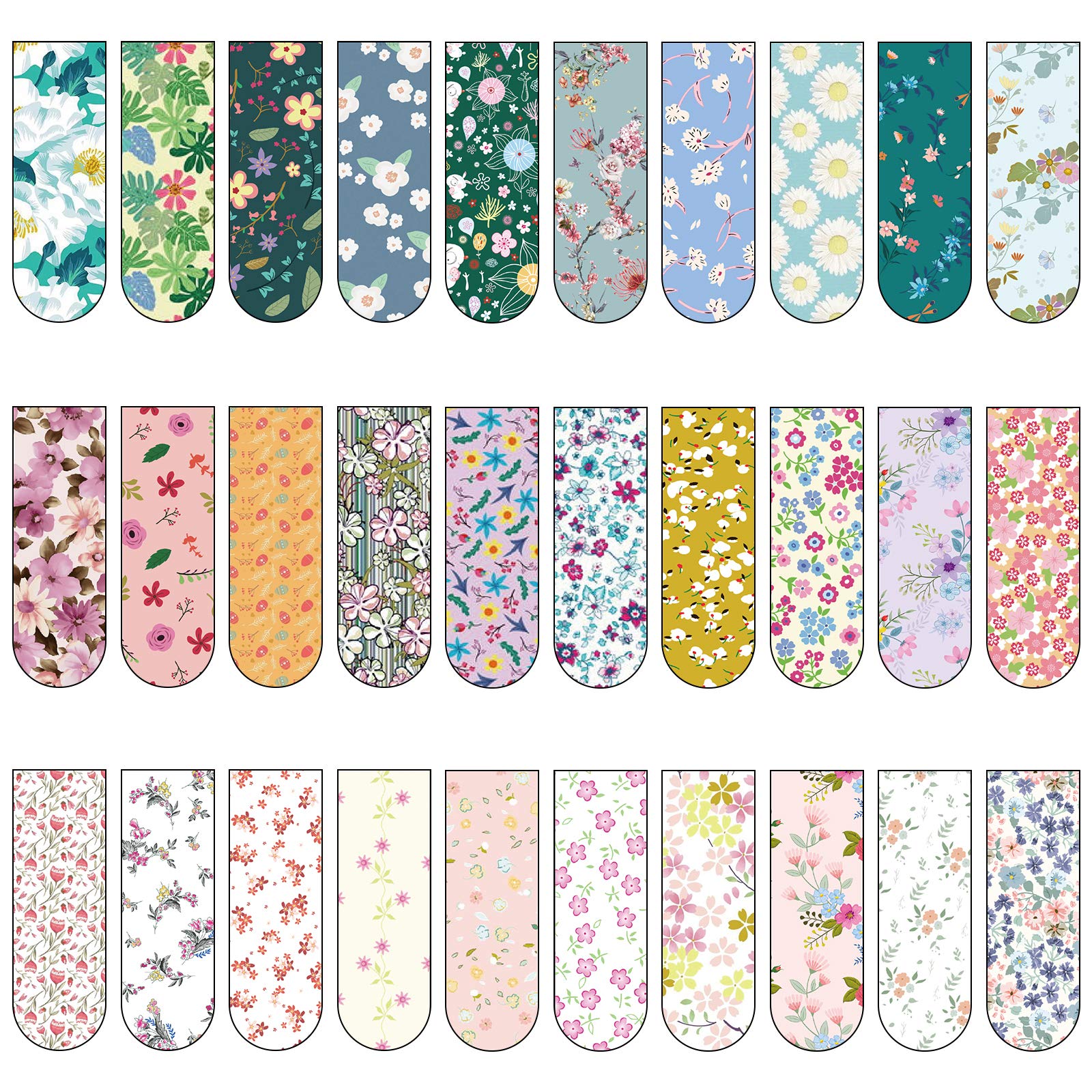 30 Pieces Magnetic Bookmarks Magnetic Page Clips Bookmark Assorted Bookmarkers Set for Students Teachers School Home Office Supplies (Small Floral, 2.36 x 0.8 Inch)